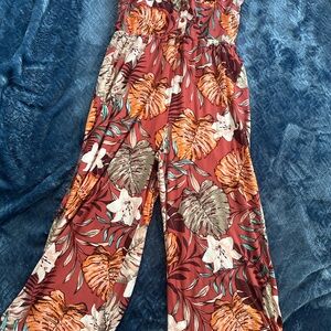 No Boundaries Tropical Leaf Jumpsuit